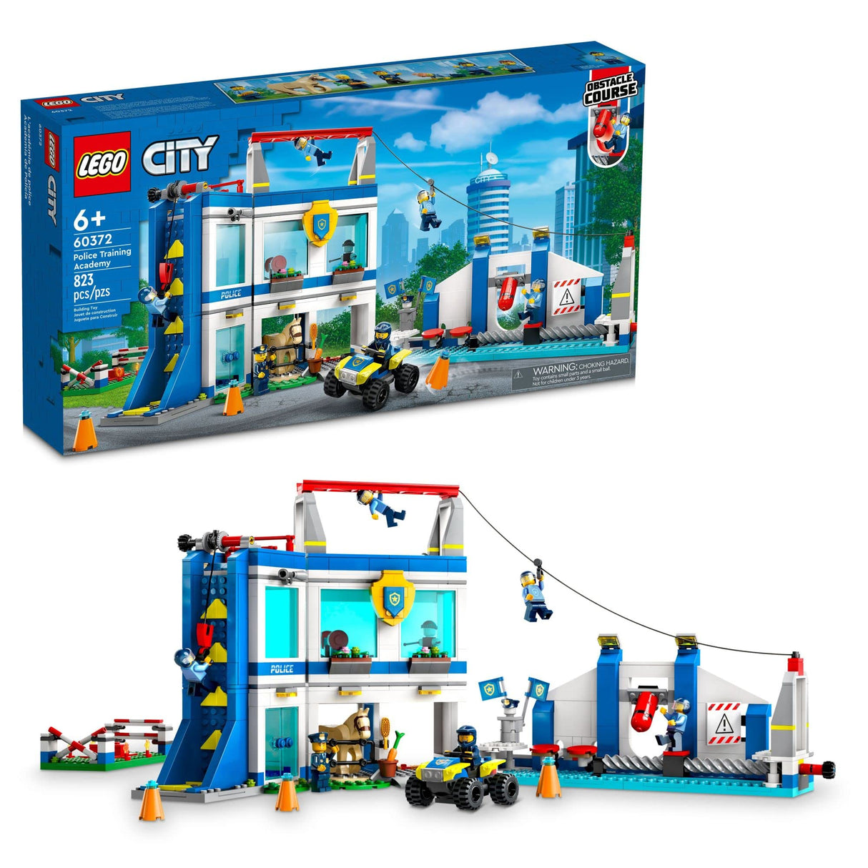 LEGO City Police Training Academy 60372, Station Playset with Obstacle Course, Horse Figure, Quad Bike Toy and 6 Officer Minifigures, for Kids Ages 6 Plus