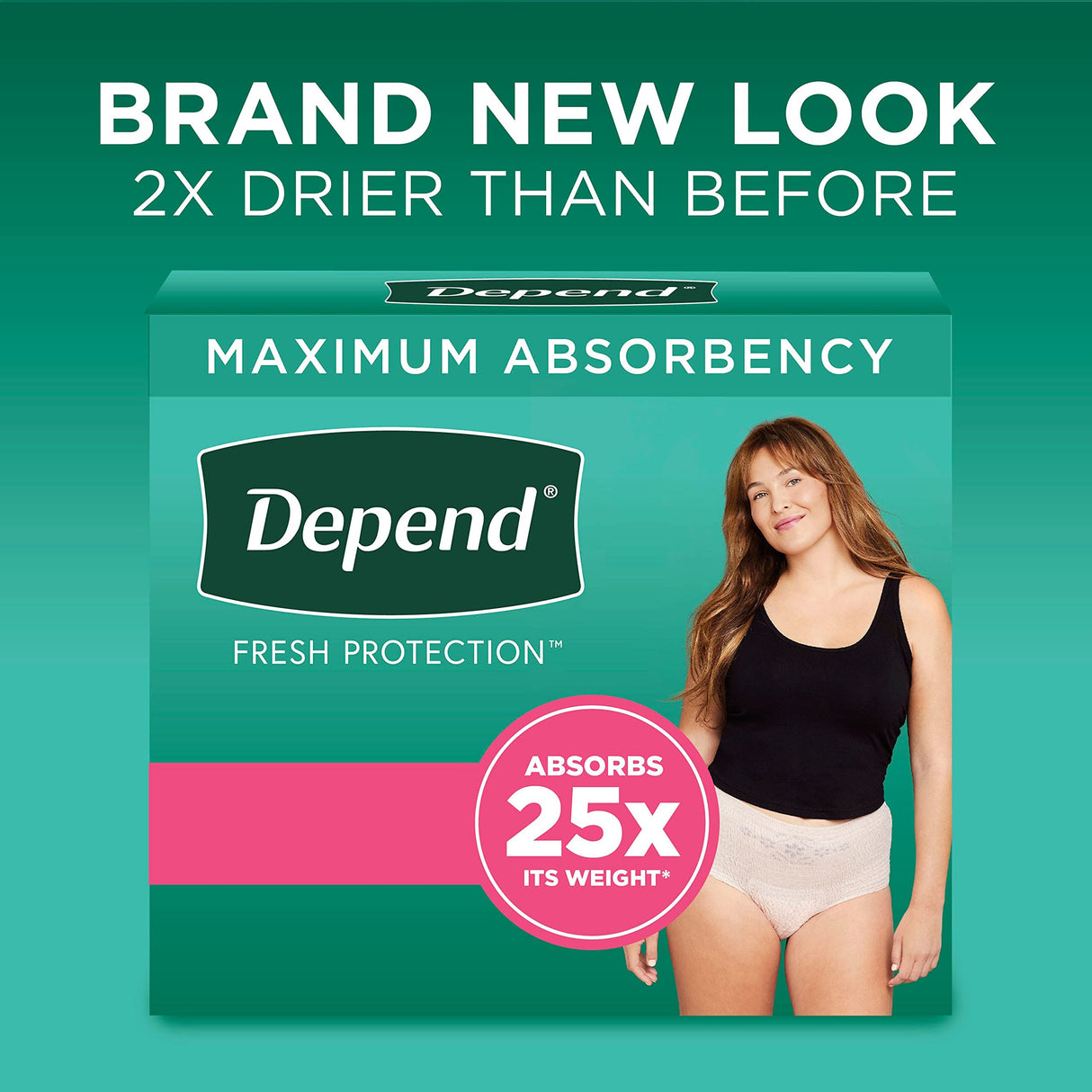 Depend Fresh Protection Adult Incontinence Underwear for Women (Formerly Depend Fit-Flex), Disposable, Maximum, Small, Blush, 80 Count, Packaging May Vary