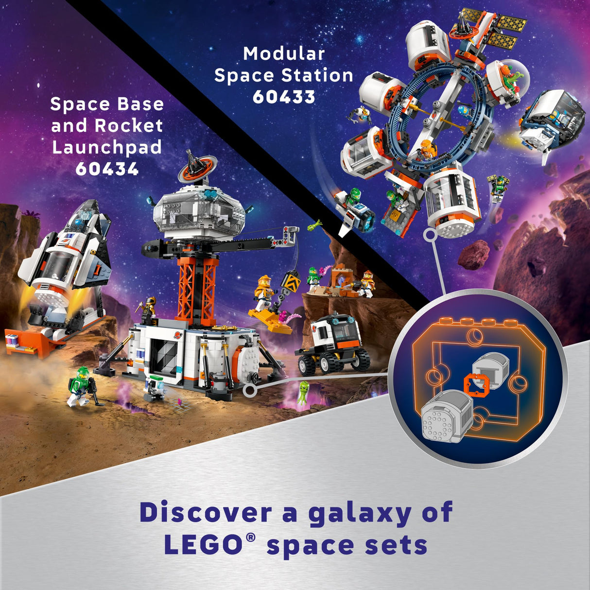 LEGO City Command Rover and Crane Loader Outer Space Toy Building Set, 4 Astronaut Toy Minifigures, Space Robot, 2 Alien Action Figures, Gift for 7 Year Old Boys, Girls, and Kids, 60432