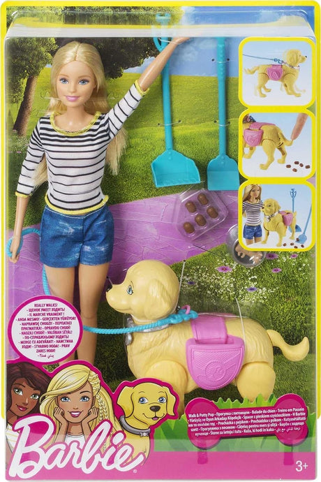 Barbie Walk and Potty Pup with Blonde Doll