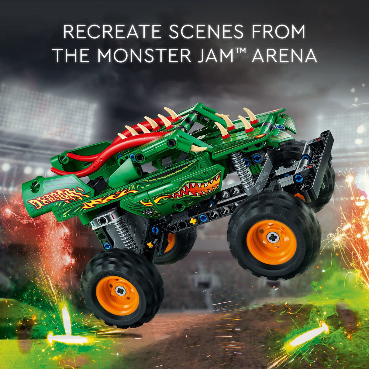 LEGO Technic Monster Jam Dragon, Monster Truck Toy for Boys and Girls, 2 in 1 Racing Pull Back Car for Off Road Stunts, DIY Building Toy Idea for Outdoor Play, Summer Activities for Kids, 42149