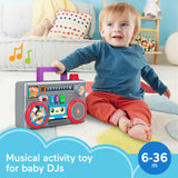 Fisher-Price Laugh & Learn Busy Boombox, Retro-Inspired Musical Infant Activity Toy with Learning Content for Baby and Toddlers