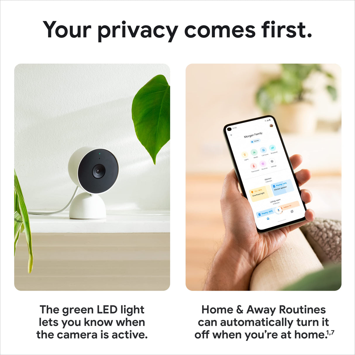 Google Nest Cam (Indoor, Wired) - Security Camera - Snow