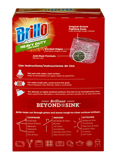 Brillo Heavy Duty Steel Wool Soap Pads, Original Red Scent (Heavy Duty, 10 Count (Pack of 1))