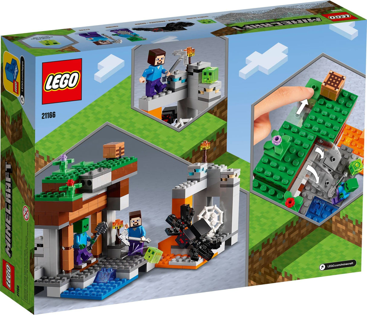 LEGO Minecraft The Abandoned Mine Building Toy, 21166 Zombie Cave with Slime, Steve & Spider Figures, Gift idea for Kids, Boys and Girls Age 7 plus