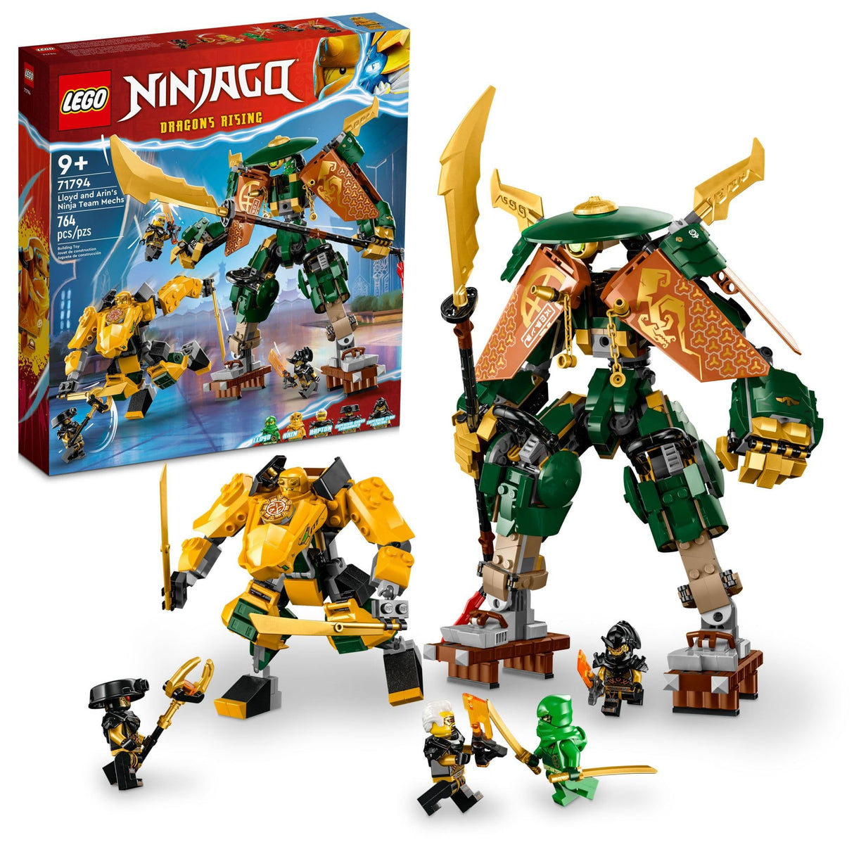 LEGO NINJAGO Lloyd and Arin’s Ninja Team Mechs Building Toy Set, Featuring 2 Battle Mechs and 5 Minifigures, Gift for Imaginative Boys and Girls Ages 9+ Who Love Ninja Adventures, 71794