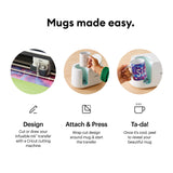 Cricut Mug Press US, Heat Press for Sublimation Mug Projects, One-Touch Setting, For Infusible Ink Materials & Mug Blanks 11 oz - 16 oz (Sold Separately), Includes Auto-Off Safety Feature,White