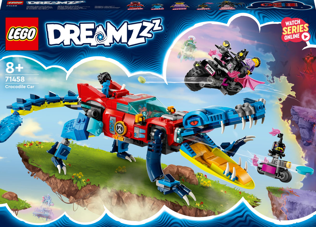 LEGO 71458 DREAMZzz Crocodile Car Toy 2-in-1 Build a Dream Monster Truck or Car with Cooper, Jayden and Night Hunter, Gift for Kids, Boys and Girls from 8 Years Old