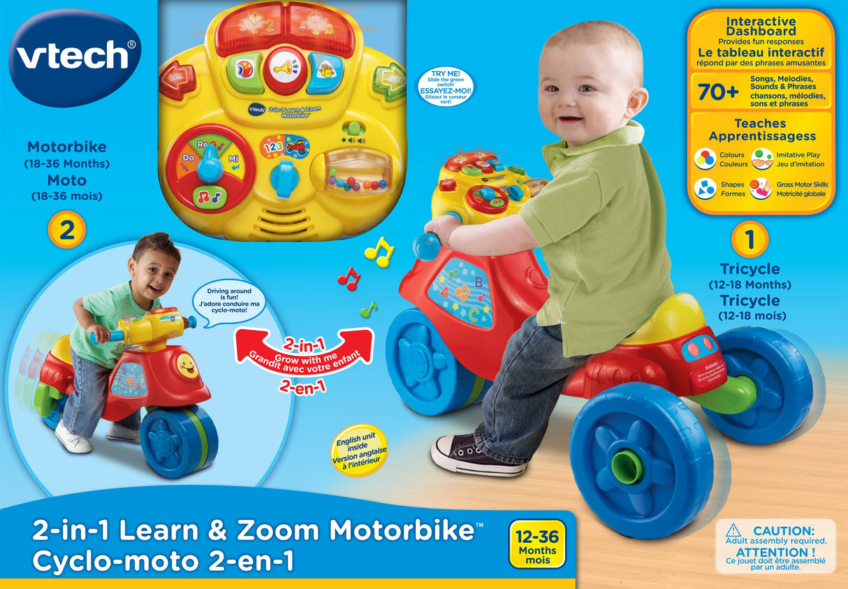 VTech 2 In 1 Learn & Zoom Motor Bike,Red