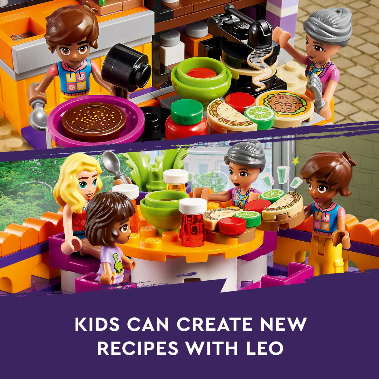 LEGO Friends Heartlake City Community Kitchen 41747 Pretend Building Toy Set, Creative Fun for Boys and Girls Ages 8+, with 3 Mini-Dolls, 1 Micro-Doll, a Pet Cat and Lots of Kitchen Accessories