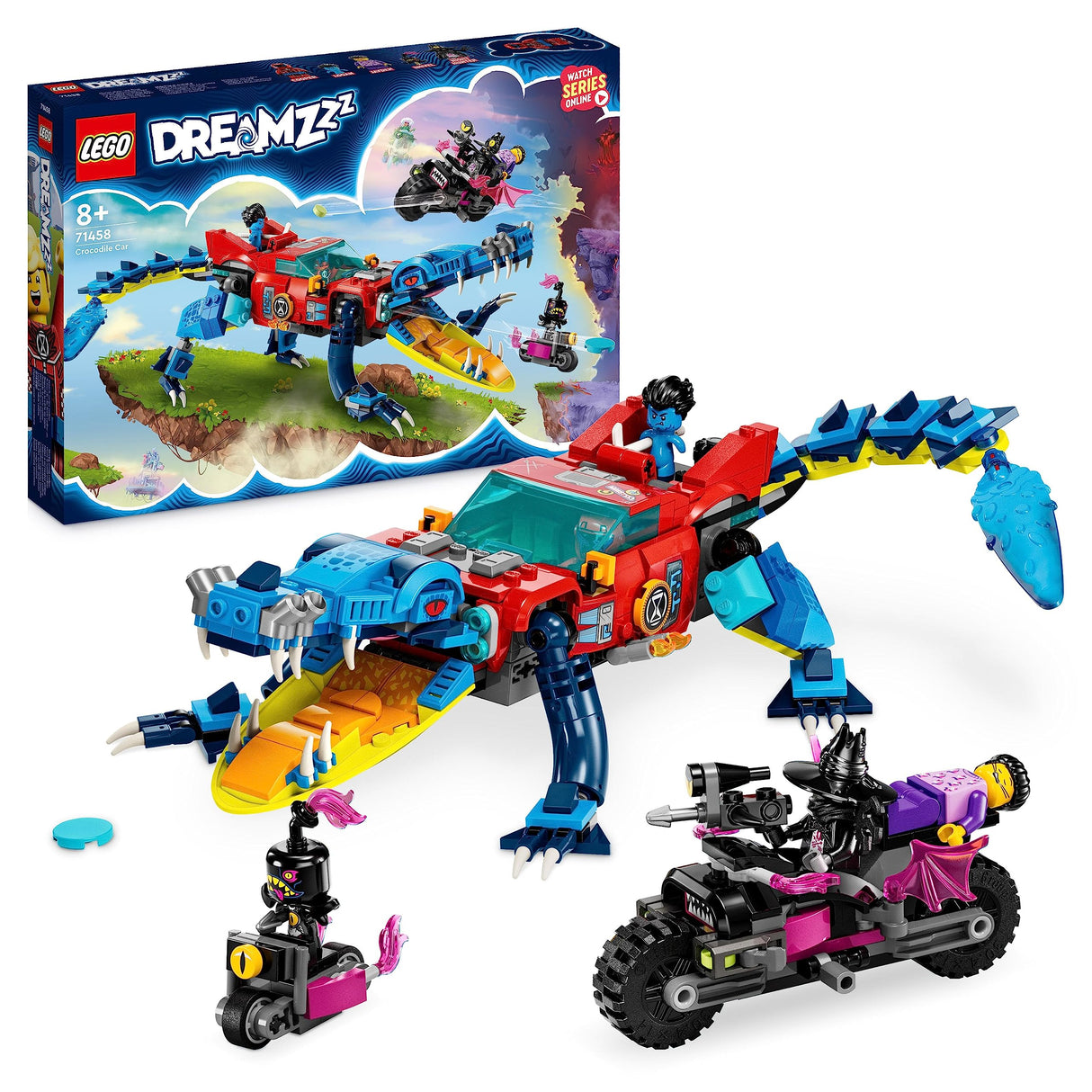 LEGO 71458 DREAMZzz Crocodile Car Toy 2-in-1 Build a Dream Monster Truck or Car with Cooper, Jayden and Night Hunter, Gift for Kids, Boys and Girls from 8 Years Old