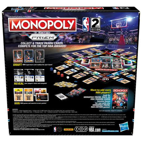 Monopoly Prizm: NBA 2nd Edition Board Game with 2023-24 Panini NBA Trading Cards, Ages 8+