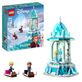 LEGO Disney Princess Anna's and Elsa's Magic Carousel, Frozen Toy, Inspired by Frozen Ice Palace with 3 Iconic Micro Doll Figures and Olaf Figure 43218