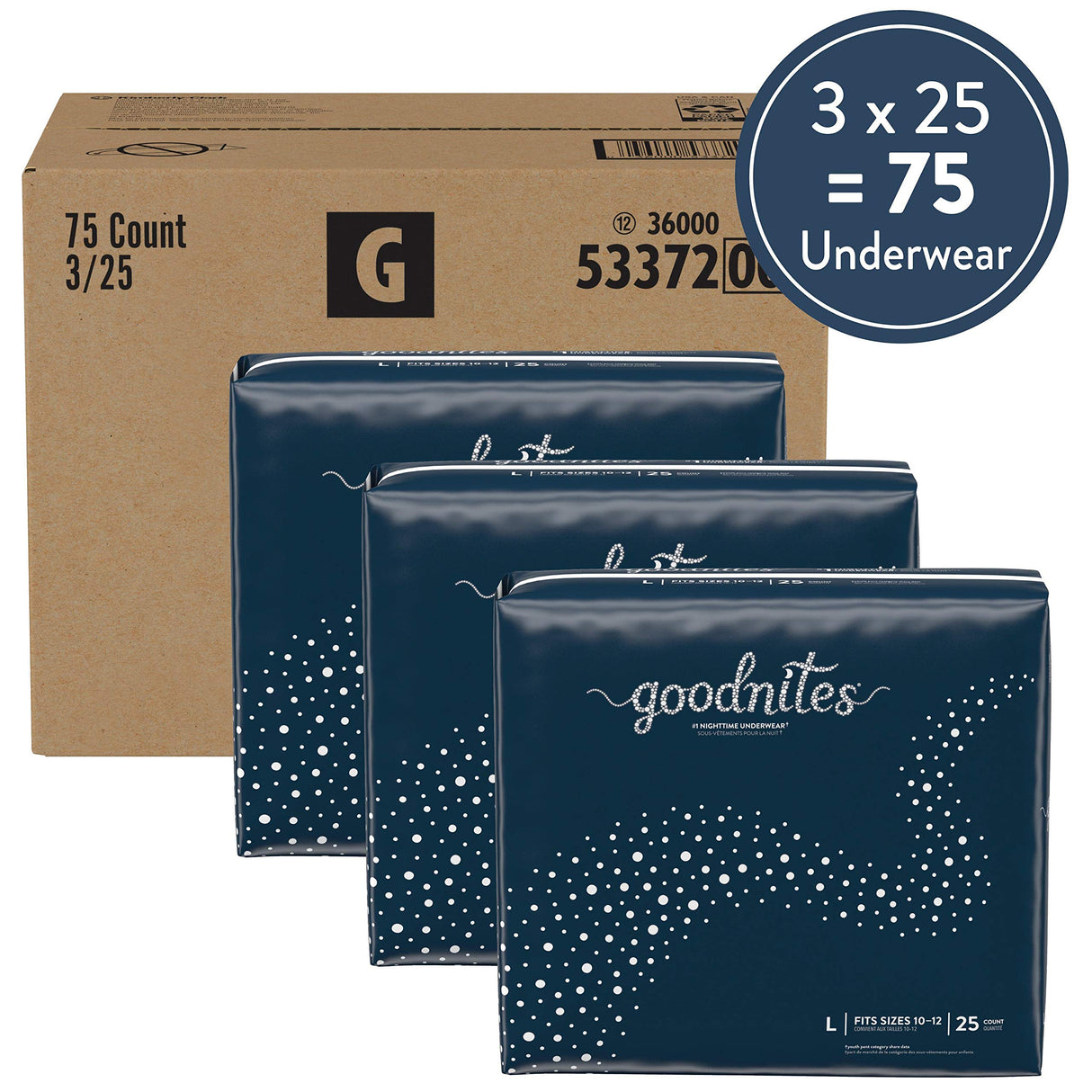 Goodnites Nighttime Bedwetting Underwear, Girls' L (68-95 lb.), 75ct, FSA/HSA-Eligible