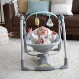 Ingenuity Swing 'n Go Portable 5-Speed Baby Swing Infant Seat with Music - Hugs & Hoots (Unisex)