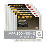 Filtrete BD11-6PK-1E 14x14x1, AC Furnace Air Filter, MPR 300, Clean Living Basic Dust, 6-Pack