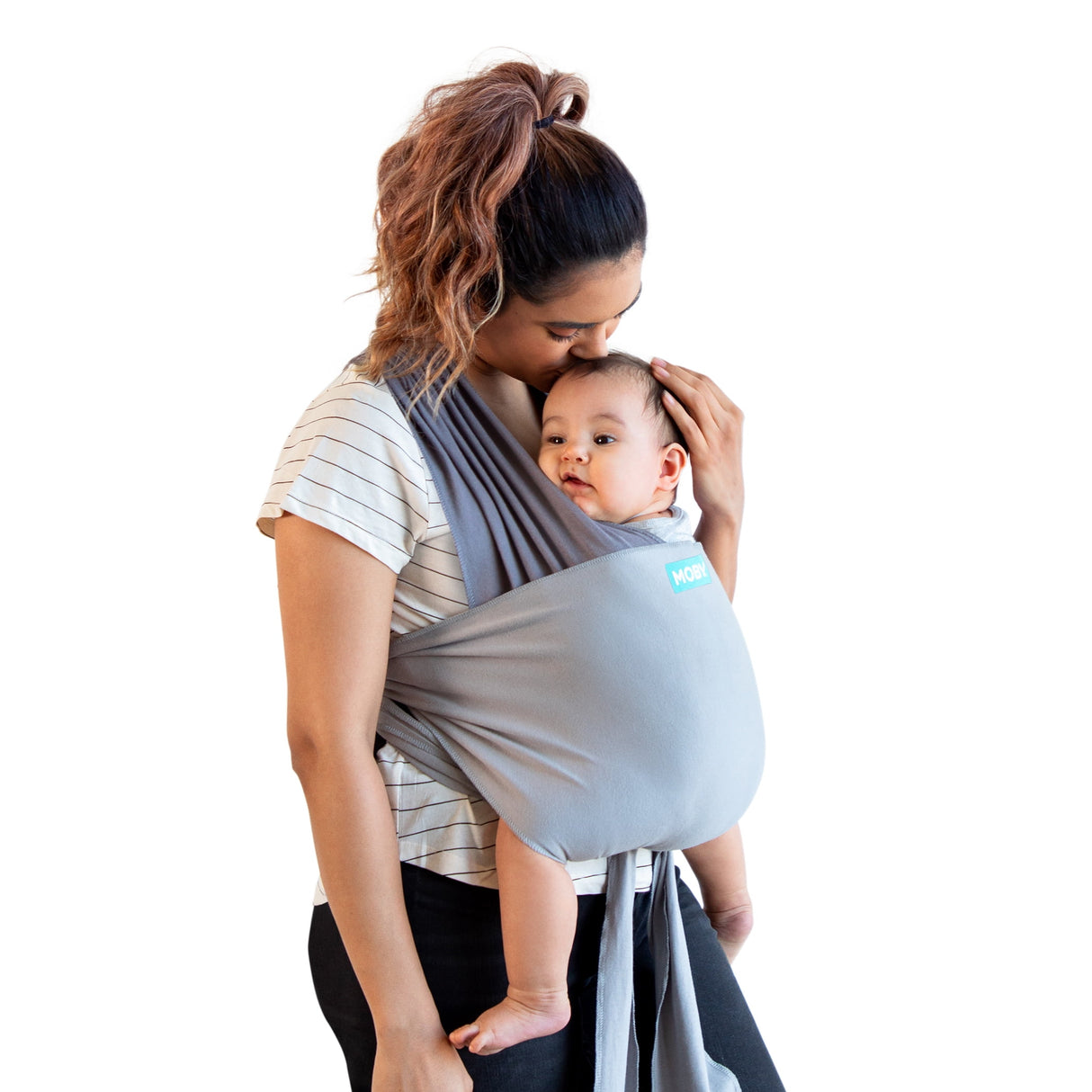 Moby Easy-Wrap Carrier , Baby Carrier and Wrap in One for Mothers, Fathers, and Caregivers , Designed for Newborns, Infants, and Toddlers , Holder Can Carry Babies up to 33 lbs , Smoked Pearl